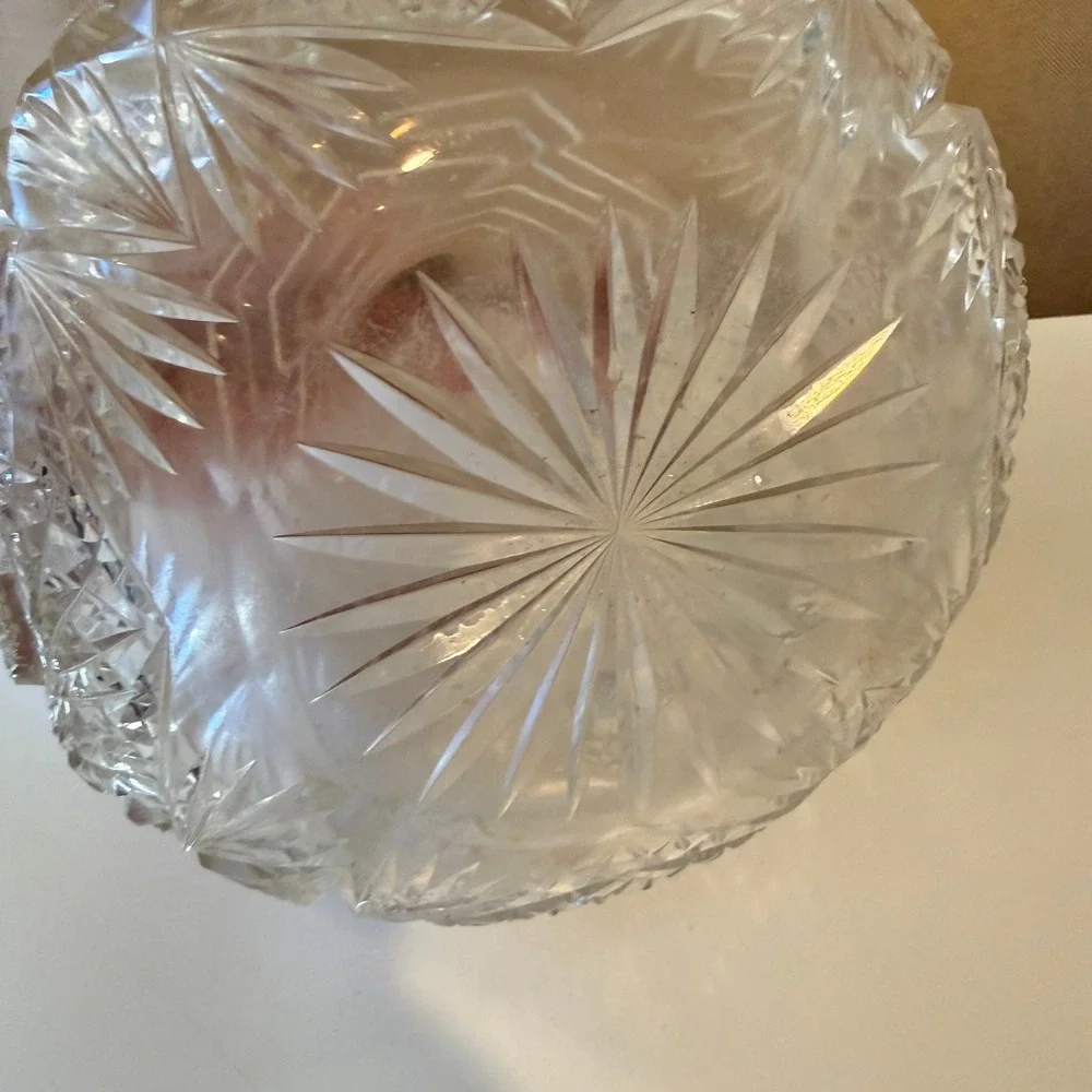 Antique American Brilliant Cut Crystal Decanter Starburst Diamond Pattern